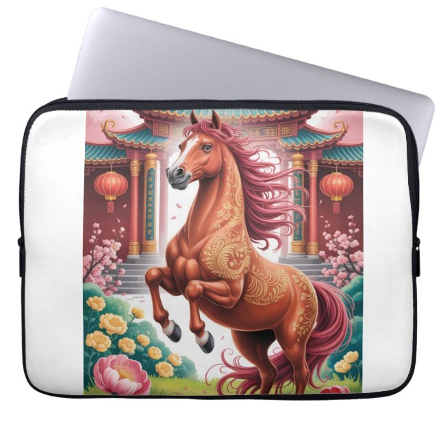 Housse Pour Ordinateur Portable Année du cheval chinois  (Devant)