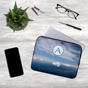 Housse Pour Ordinateur Portable Antarctique photo de glace bleue avec monogramme e