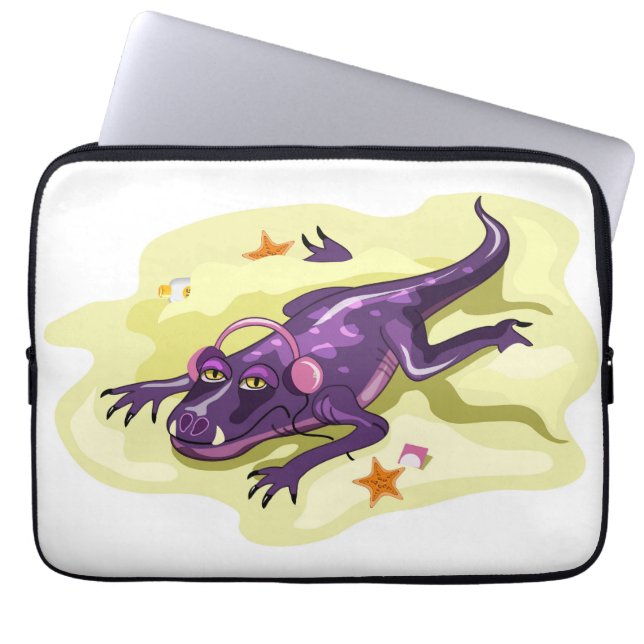 Housse Pour Ordinateur Portable Anteosaurus Bain De Soleil Avec Casque. (Devant)