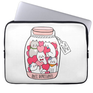 Housse Pour Ordinateur Portable Antidépresseur de chat Drôle cadeau Amoureux des c