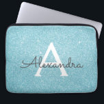 Housse Pour Ordinateur Portable Aqua Parties scintillant bleue Turquoise et Monogr<br><div class="desc">Parties scintillant Aqua Blue Faux Turquoise et Coque Monogramme Élégant. Ce coque peut être customisé pour inclure votre nom initial et prénom.</div>