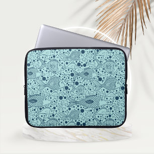 Housse Pour Ordinateur Portable Aqua Poisson Océanique coloré avec bulles