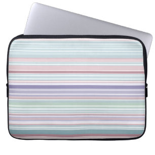 Housse Pour Ordinateur Portable Aqua, rose et rayures lavande
