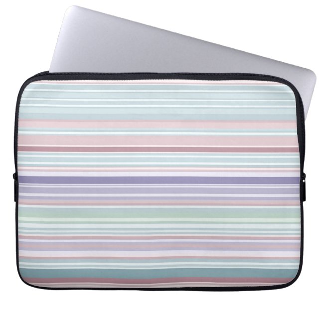 Housse Pour Ordinateur Portable Aqua, rose et rayures lavande (Devant)