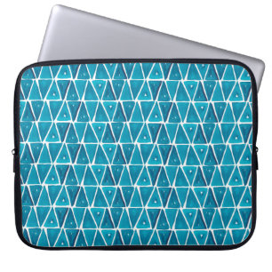 Housse Pour Ordinateur Portable Aquarelle abstrait triangles bleus sans soudure ba