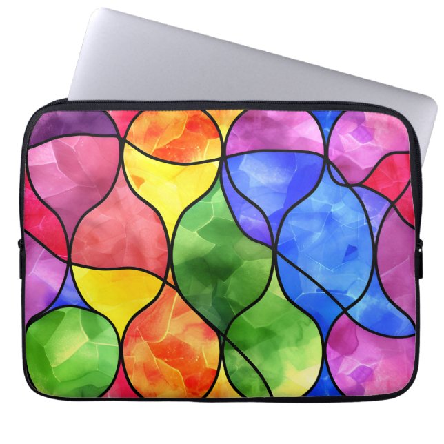 Housse Pour Ordinateur Portable Aquarelle Arc-en-ciel en verre (Devant)