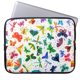 Housse Pour Ordinateur Portable Aquarelle Arc-en-ciel Papillons Motif pour enfants