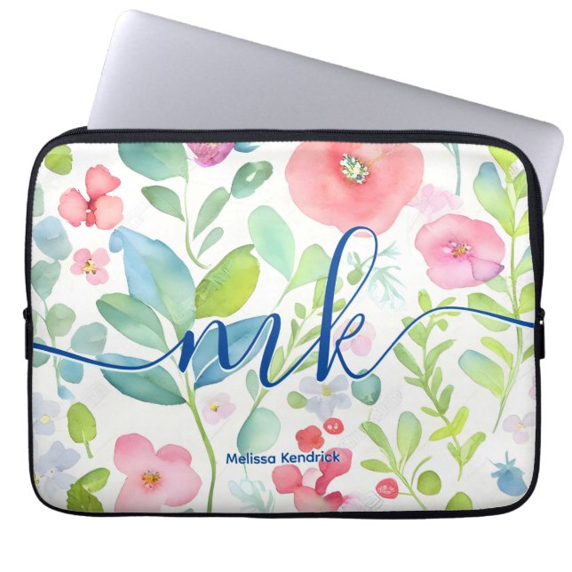 Housse Pour Ordinateur Portable Aquarelle Berries Abstraites Fleurs de Fleurs Mono (Devant)