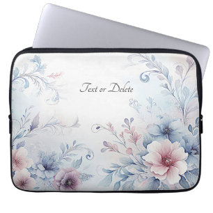 Housse Pour Ordinateur Portable Aquarelle Bleu rose Floral Portable