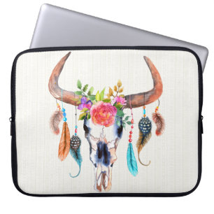 Housse Pour Ordinateur Portable Aquarelle Coloré Crâne animal