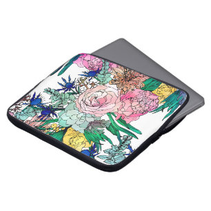 Housse Pour Ordinateur Portable Aquarelle colorée élégante Motif Floral