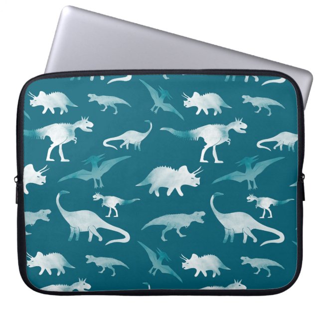 Housse Pour Ordinateur Portable Aquarelle de dinosaure : Motif textile (Devant)