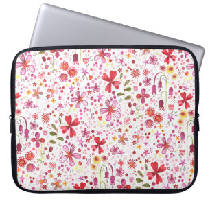 Housse Pour Ordinateur Portable Aquarelle de fleurs sauvages colorées de Boho