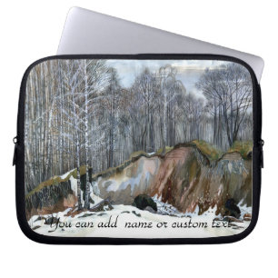Housse Pour Ordinateur Portable Aquarelle de peinture de ravin neigeux
