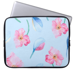 Housse Pour Ordinateur Portable Aquarelle dessinée à la main avec motif rose