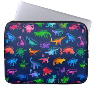 Housse Pour Ordinateur Portable Aquarelle Dinosaure Alphabet Dino coloré enfants
