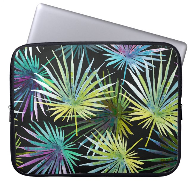 Housse Pour Ordinateur Portable Aquarelle Exotique Palm Feuille (Devant)