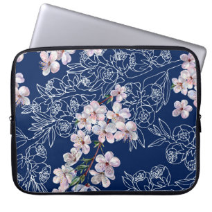 Housse Pour Ordinateur Portable Aquarelle fleurs de branche cerise avec branche gr
