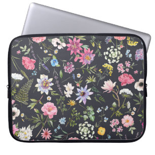 Housse Pour Ordinateur Portable Aquarelle Florale : Motif d'été doux.