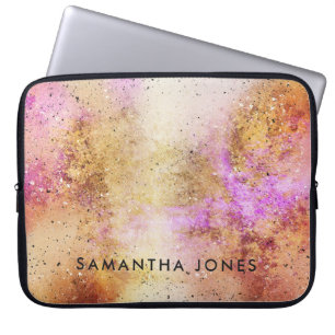 Housse Pour Ordinateur Portable Aquarelle Gold Rose Sky