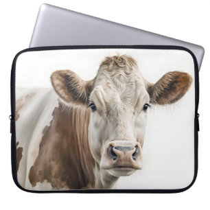 Housse Pour Ordinateur Portable Aquarelle Hereford Portrait de vache