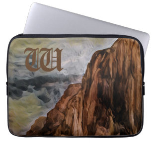 Housse Pour Ordinateur Portable Aquarelle Montagnes Rocheuses Peinture Monogramme
