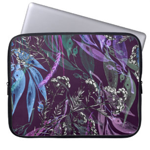 Housse Pour Ordinateur Portable Aquarelle motif sans couture. Branche avec la baie