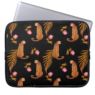 Housse Pour Ordinateur Portable Aquarelle motif transparent avec guépards