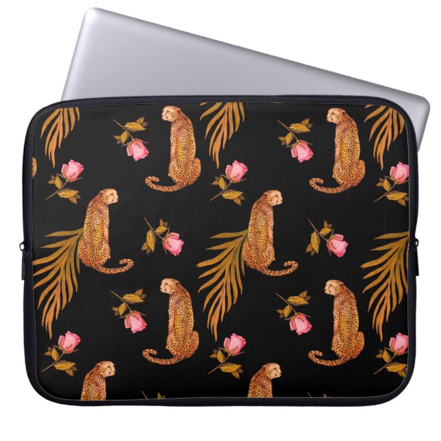 Housse Pour Ordinateur Portable Aquarelle motif transparent avec guépards (Devant)