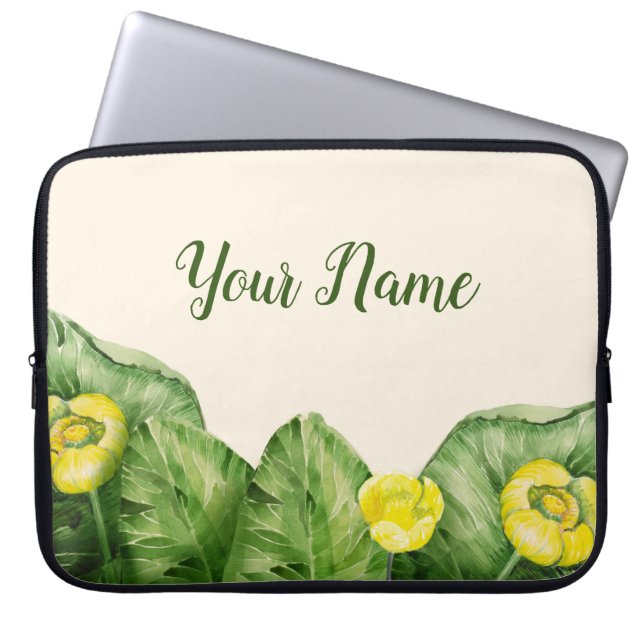 Housse Pour Ordinateur Portable aquarelle nénuphar jaune (Devant)