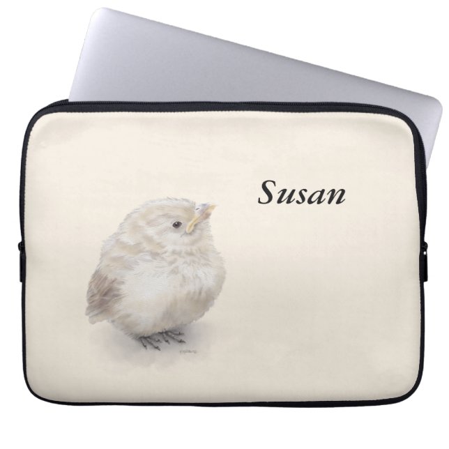 Housse Pour Ordinateur Portable Aquarelle numérique Baby Sparrow (Devant)
