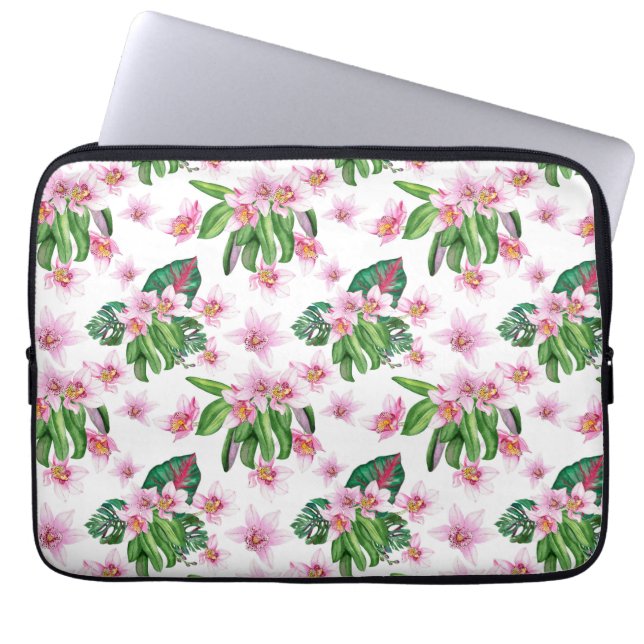 Housse Pour Ordinateur Portable Aquarelle Orchidées Design 30 (Devant)