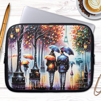 Housse Pour Ordinateur Portable Aquarelle Paris Romantique Pluie Day Portable