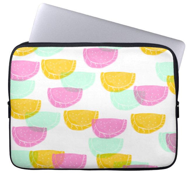 Housse Pour Ordinateur Portable Aquarelle Pastèque Rose Vert Jaune Motif   (Devant)