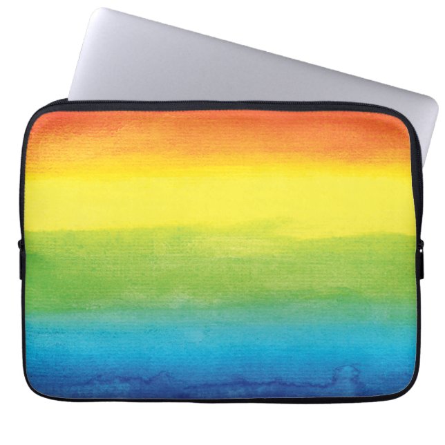 Housse Pour Ordinateur Portable Aquarelle Rainbow Pride brillant Vibrant (Devant)