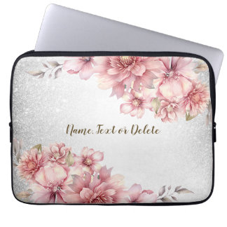 Housse Pour Ordinateur Portable Aquarelle rose Fleurs Parties scintillant brillant