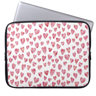 Housse Pour Ordinateur Portable Aquarelle rose mignonne Motif de coeur