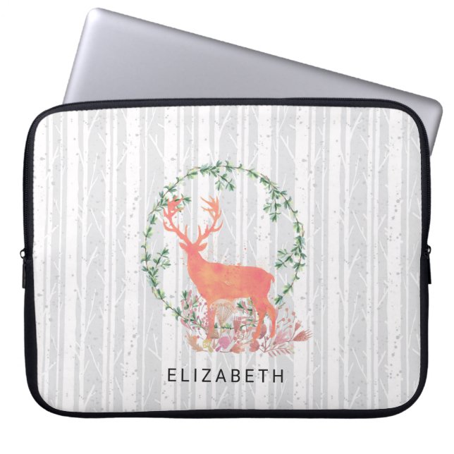 Housse Pour Ordinateur Portable Aquarelle Russe Reindeer Boho Wreath Custom (Devant)