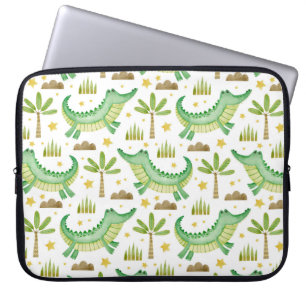 Housse Pour Ordinateur Portable Aquarelle transparente motif de crocodile palmier