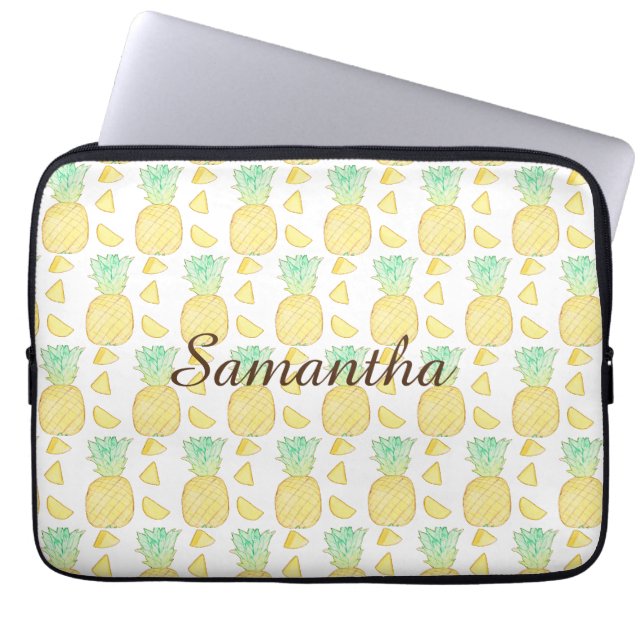 Housse Pour Ordinateur Portable Aquarelle tropicale ananas (Devant)