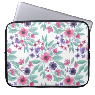 Housse Pour Ordinateur Portable Aquarelle Turquoise rose Fille