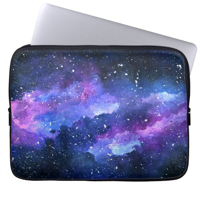 Housse Pour Ordinateur Portable Aquarelle Universe de l'espace galaxique violet (Devant)