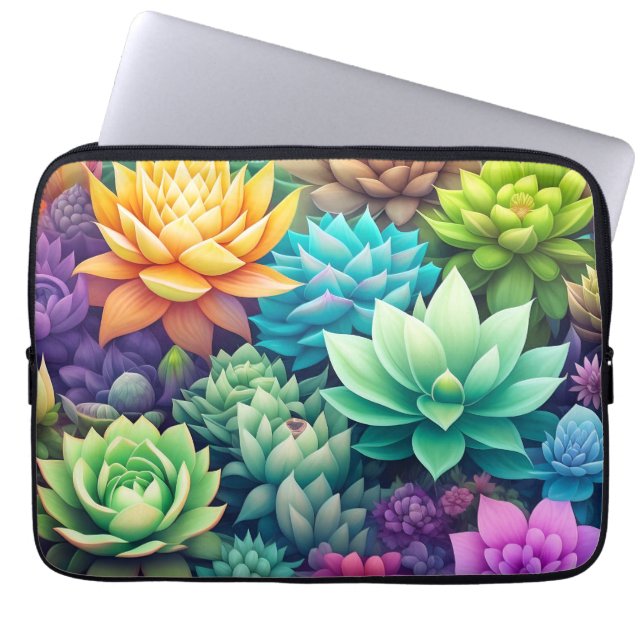Housse Pour Ordinateur Portable Aquarelle Verdure Succulents Collage (Devant)