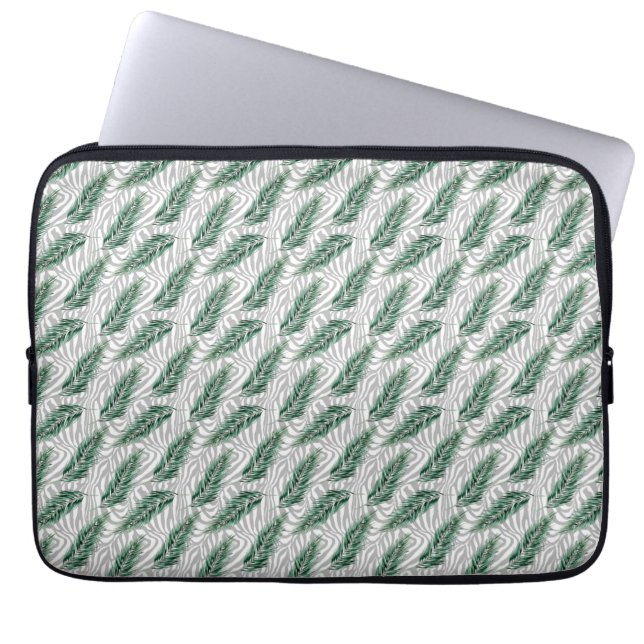 Housse Pour Ordinateur Portable Aquarelle verte botanique Feuilles verts (Devant)