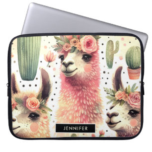 Housse Pour Ordinateur Portable Aquarelle vintage Cute Llama