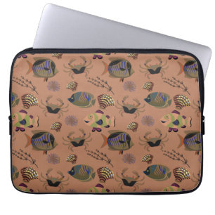Housse Pour Ordinateur Portable Aquatic animals pattern ocean underwater life 15