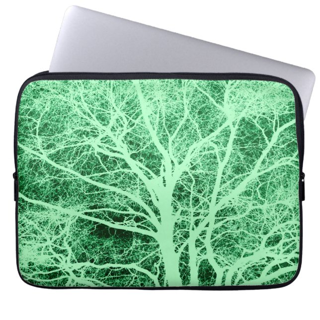 Housse Pour Ordinateur Portable Arbre à silhouette verte (Devant)