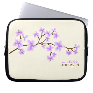 Housse Pour Ordinateur Portable Arbre de fleurs de cerisier de lavande
