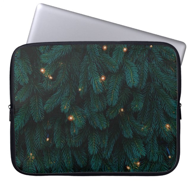 HOUSSE POUR ORDINATEUR PORTABLE ARBRE DE NOËL VERT AVEC LUMIÈRE (Devant)