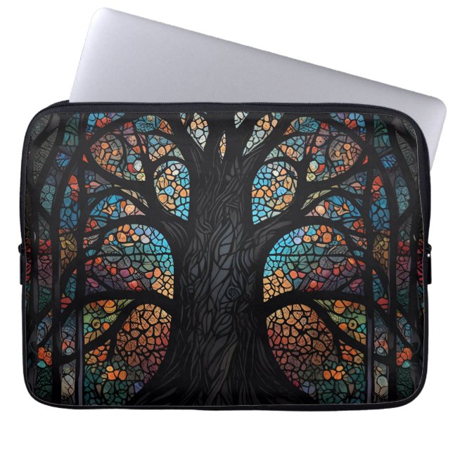Housse Pour Ordinateur Portable Arbre De Vie Vitré Mosaïque Art (Devant)